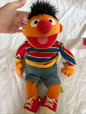 Sesame Street Ernie Plush - Orange with Red, Blue & Yellow Stripes